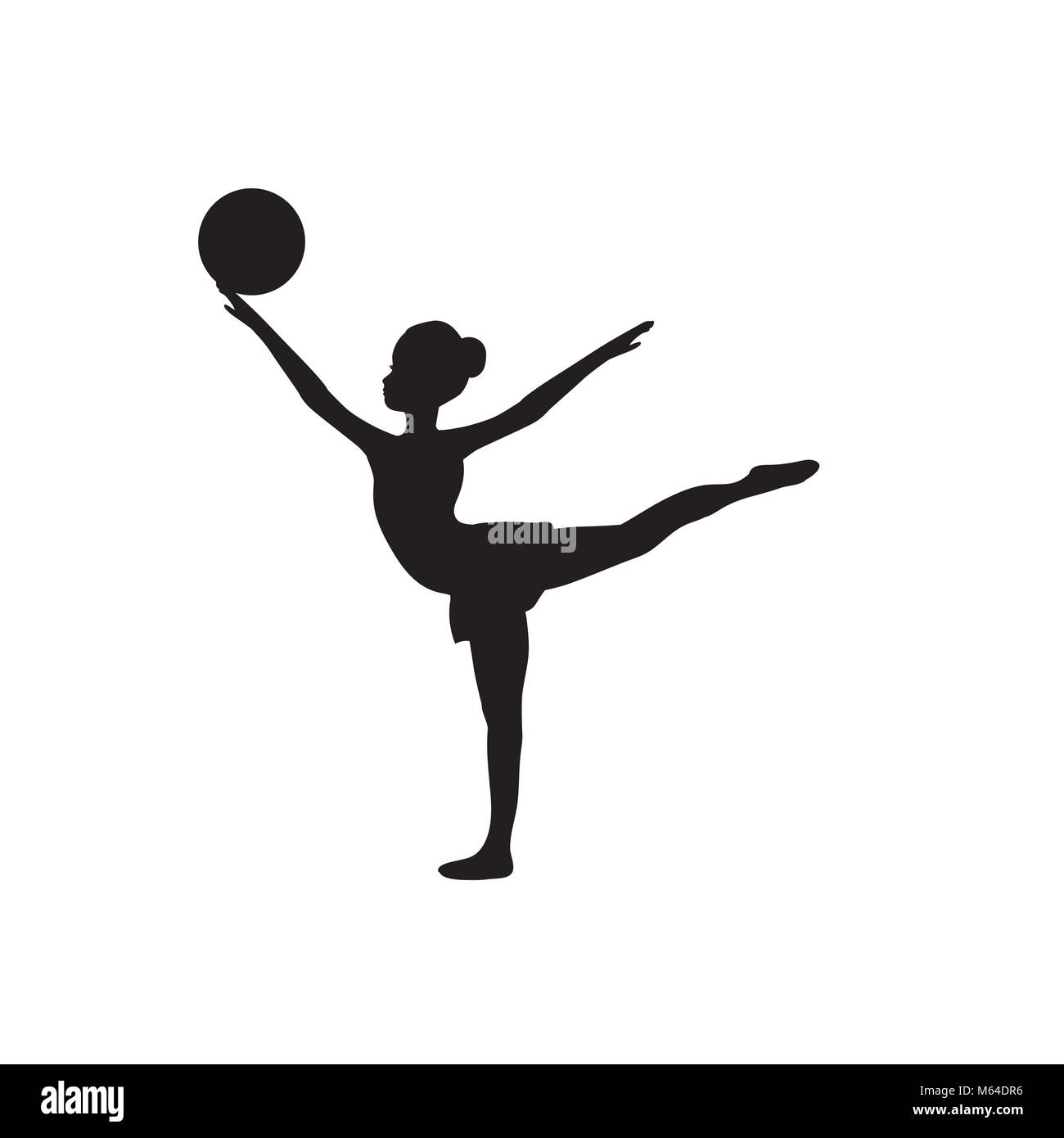 Gymnastique fille silhouette sport boule sportive Illustration de Vecteur