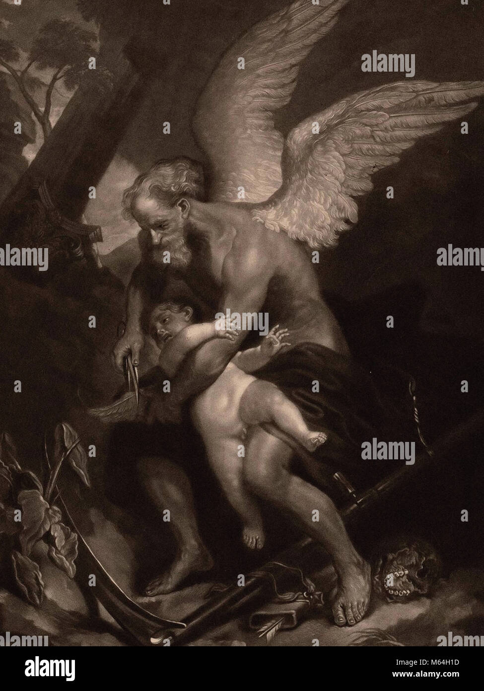 Paulus Ponce - D'après Rubens - le temps coupe les ailes de Cupidon Banque D'Images