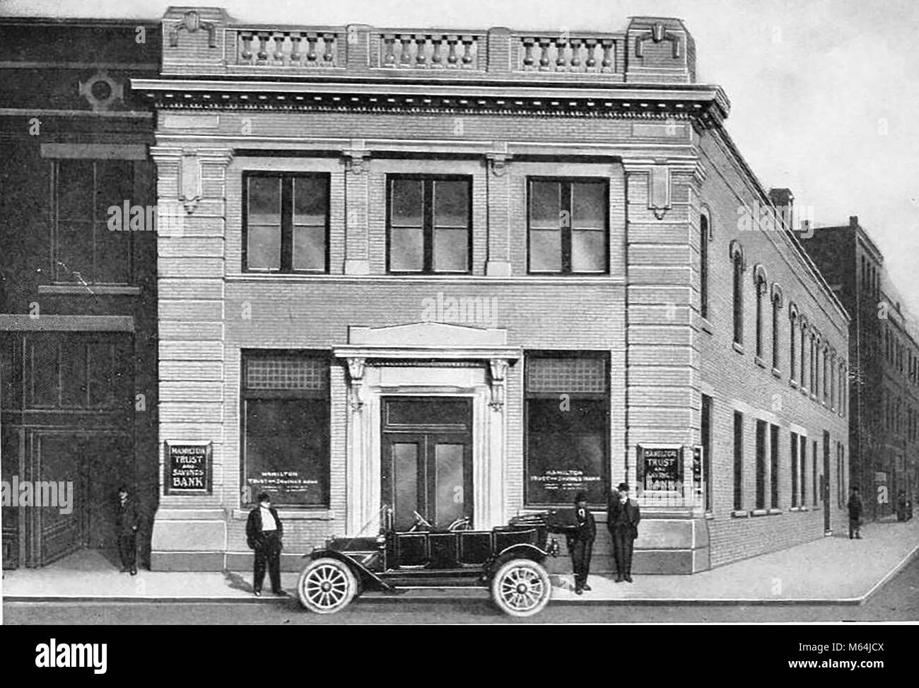 Chattanooga, Tennessee, USA en 1915 - Hamilton Trust et Banque de l'économie de marché (à l'angle des rues principales &) Banque D'Images