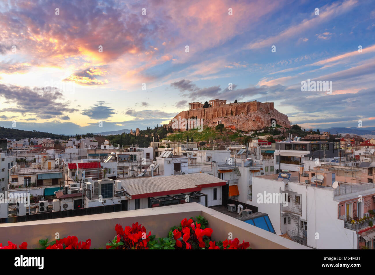 La colline de l'Acropole et le Parthénon à Athènes, Grèce Banque D'Images