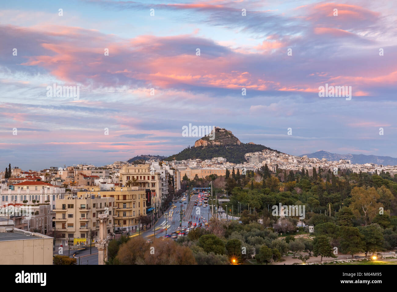 Le mont Lycabette à Athènes, Grèce Banque D'Images