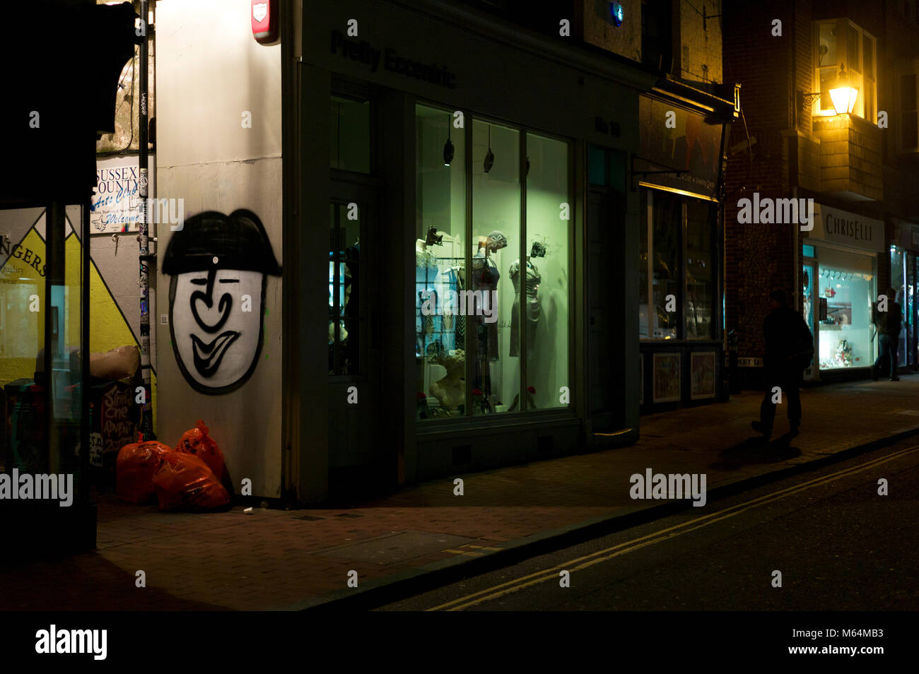 Brighton street at night Banque D'Images