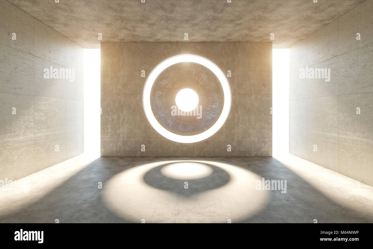 Cette chambre moderne abstrait concret et lumière glow images de rendu 3D Banque D'Images