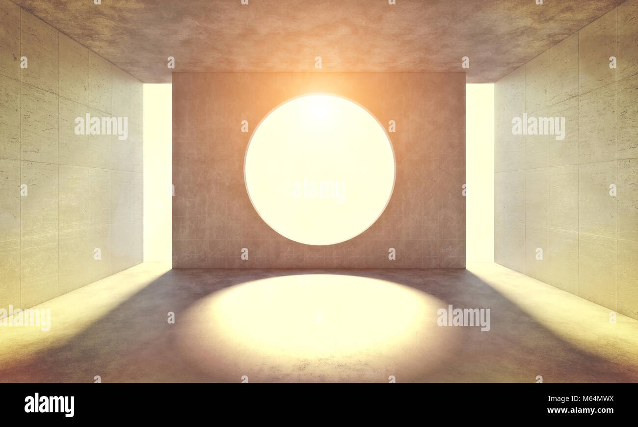 Abstrait moderne avec béton trou circulaire sur le mur d'image de rendu 3D Banque D'Images