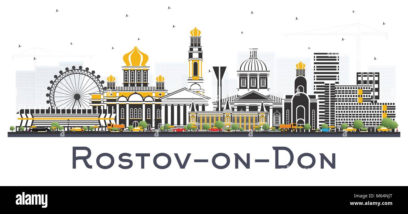 Rostov-on-Don Russie Ville avec des bâtiments couleur isolé sur blanc. Vector Illustration. Les voyages d'affaires et tourisme Concept Illustration de Vecteur