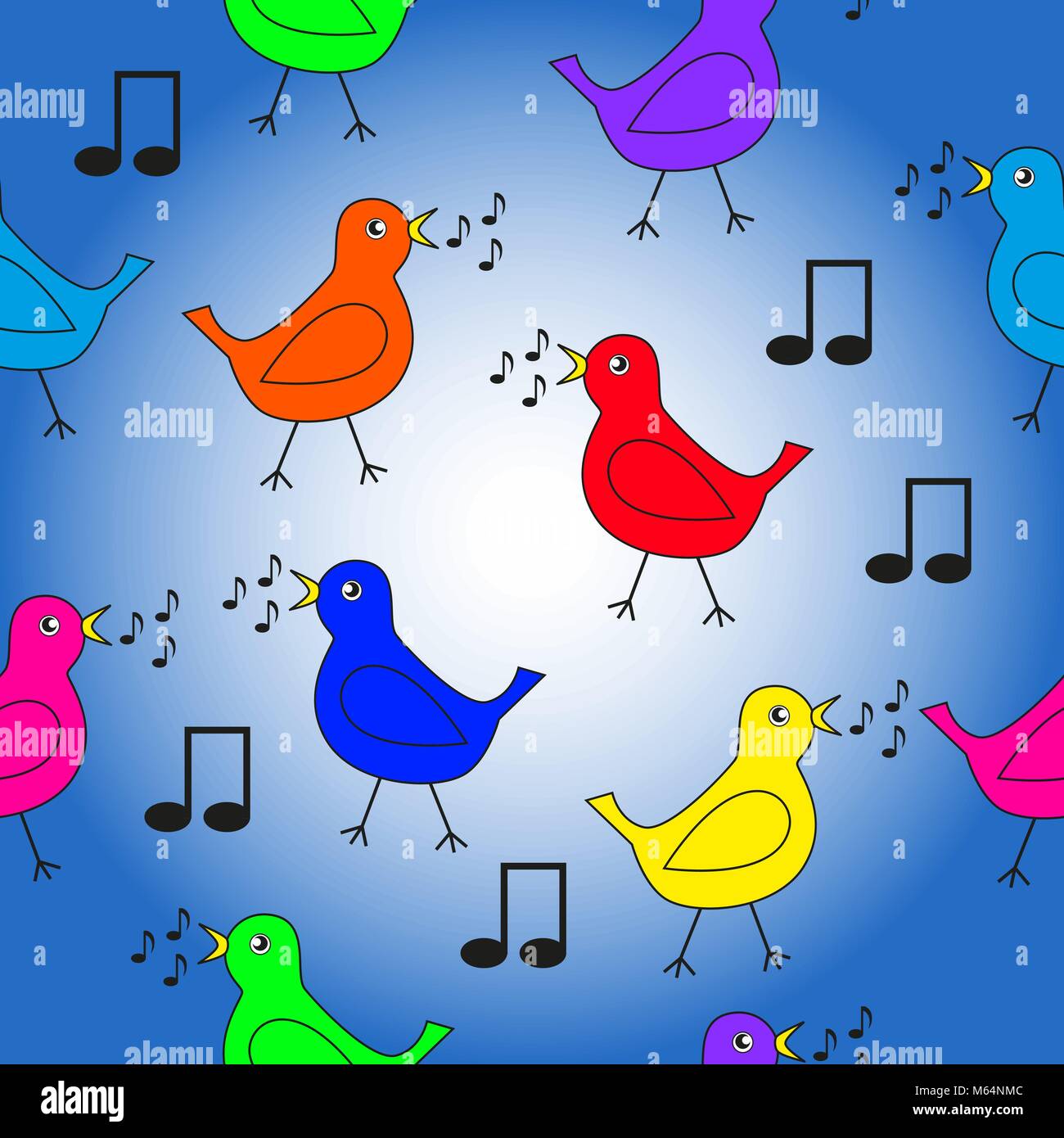 Seamless texture sur un thème musical avec des chants d'oiseaux. Illustration de Vecteur