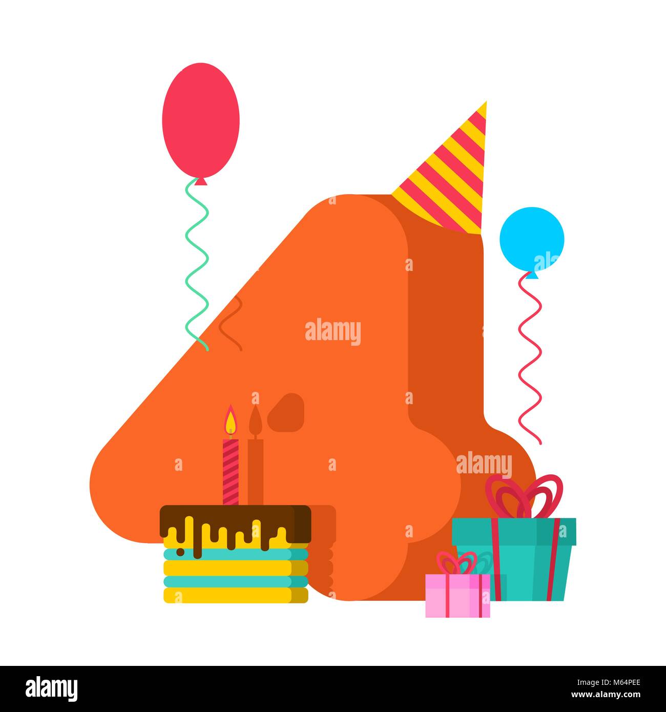 Bougie D Anniversaire Avec Numero Quatre Image Vectorielle Stock Alamy