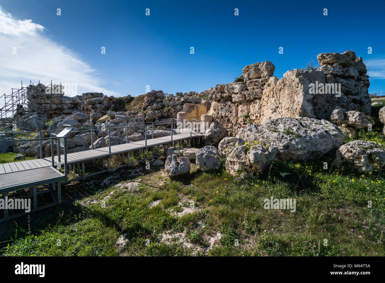 Il Tempji-tal-Ġgantija (il Tempji-tal-Ggantija), Gozo, Malte, l'Europe. Banque D'Images