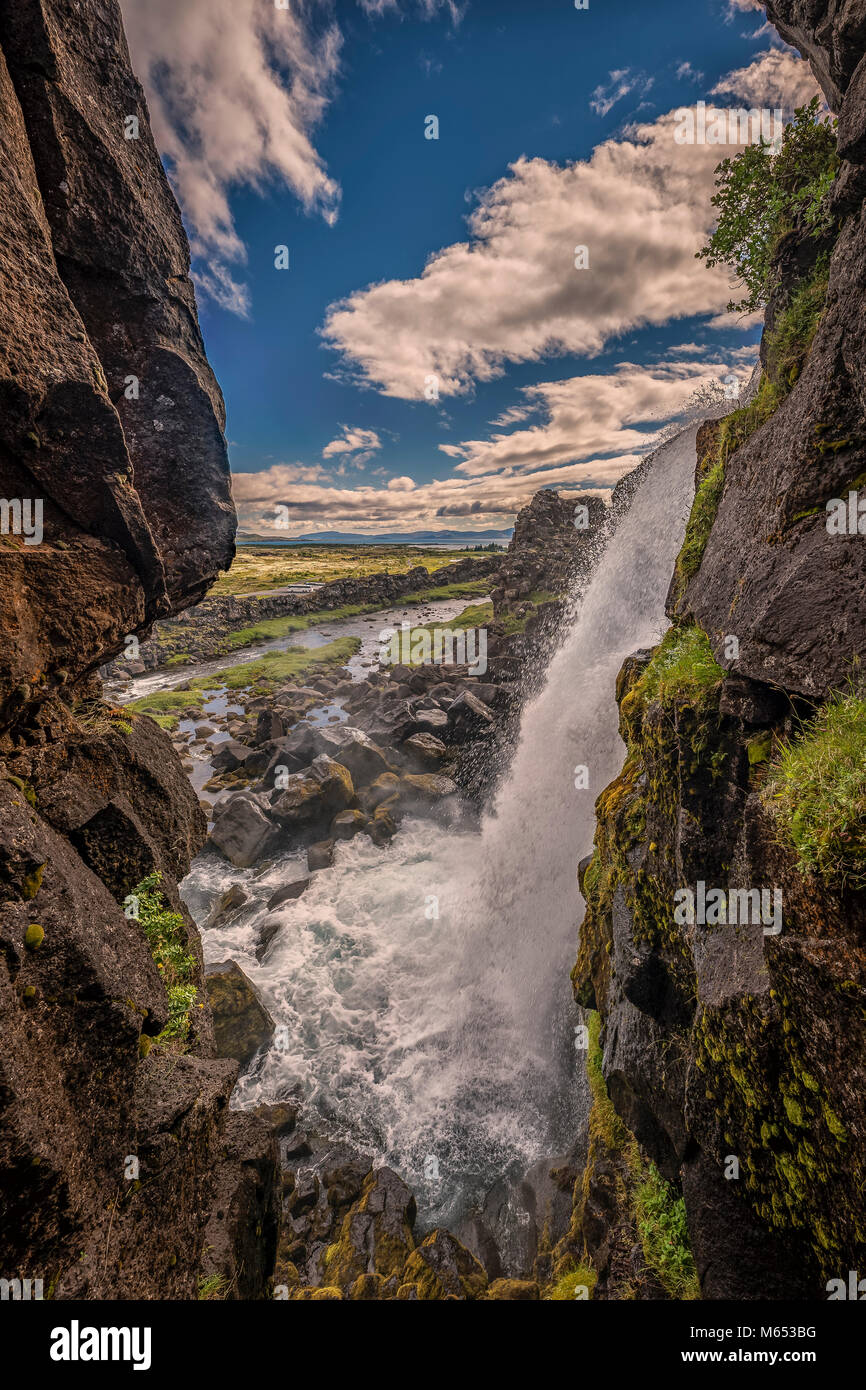 Le Parc National de Thingvellir, Site du patrimoine mondial de l'Unesco, de l'Islande. Banque D'Images