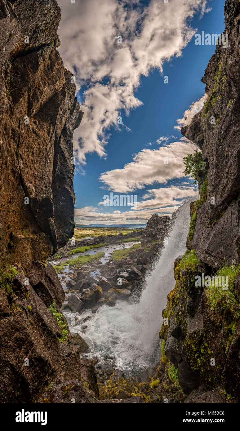 Le Parc National de Thingvellir, Site du patrimoine mondial de l'Unesco, de l'Islande. Banque D'Images