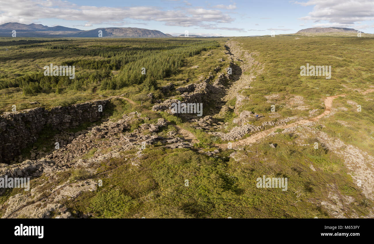 Le Parc National de Thingvellir, Site du patrimoine mondial de l'Unesco, de l'Islande. Banque D'Images