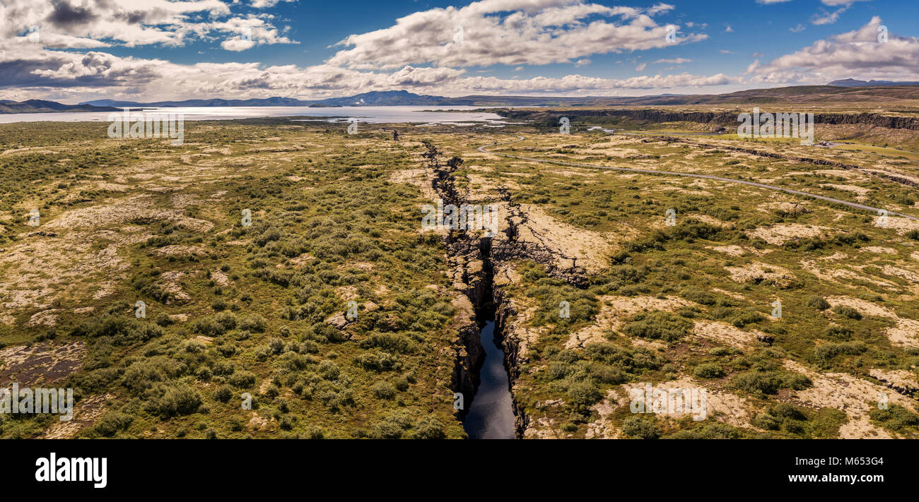 Le Parc National de Thingvellir, Site du patrimoine mondial de l'Unesco, de l'Islande. Banque D'Images