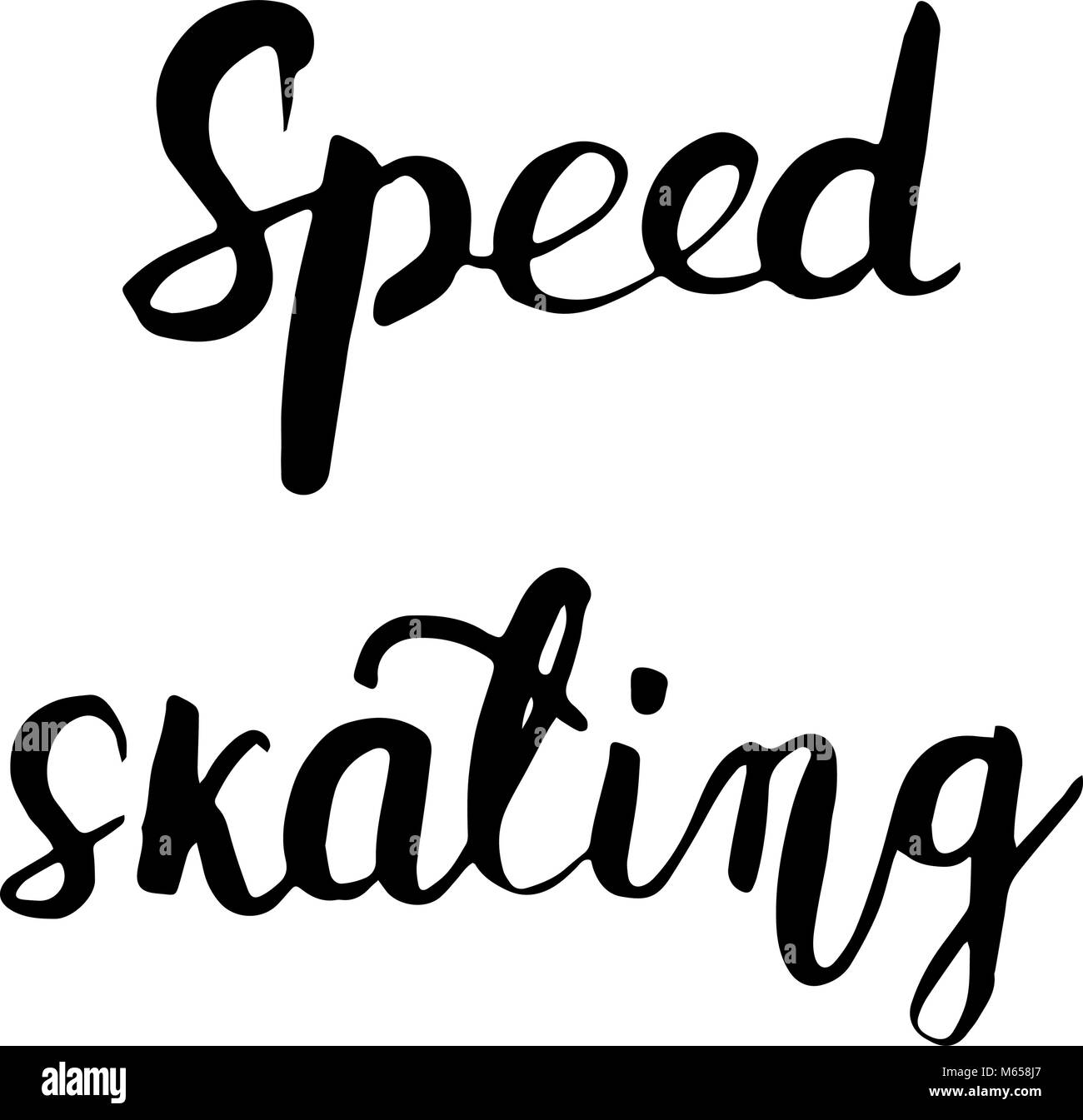 Le patinage de vitesse main noire texte lettrage isolé sur fond, vector illustration. Sport, Fitness, vecteur de l'activité de conception. Pour impression logo, T-shirt e Illustration de Vecteur