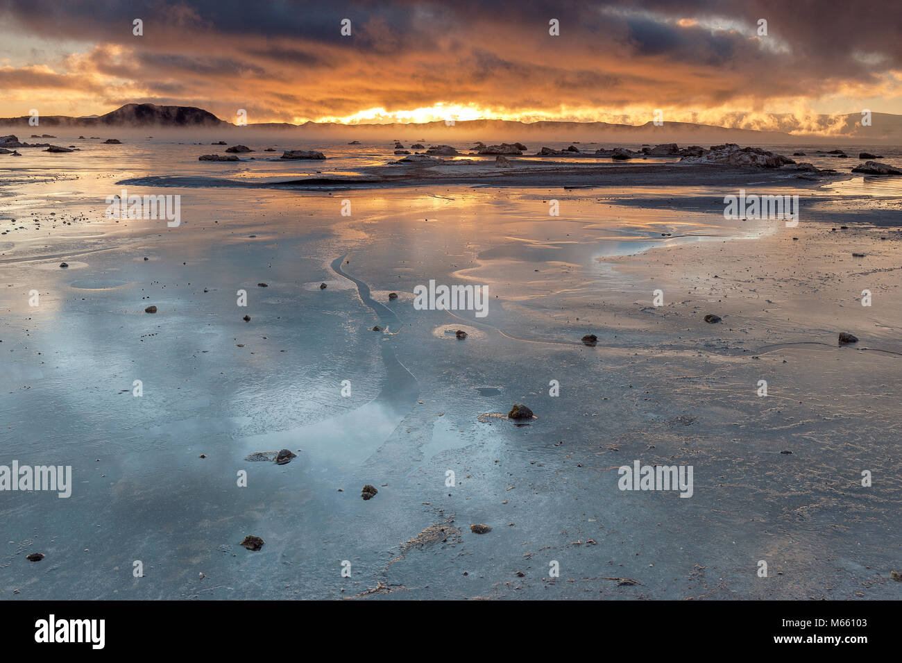 Le lever du soleil, le lac Mono, Mono Basin National Forest, Californie Banque D'Images