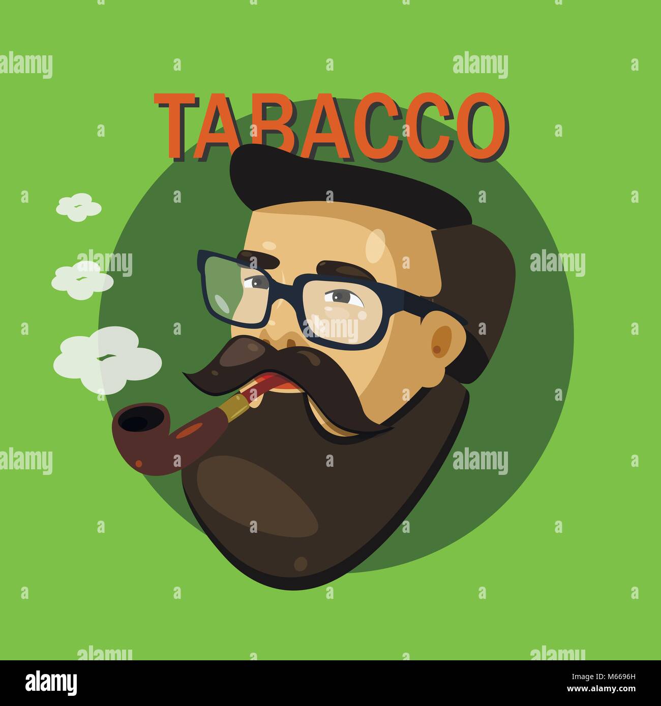 Portrait homme barbu de vecteur de hipster lunettes avec côté tuyau-vue. Illustration de Vecteur