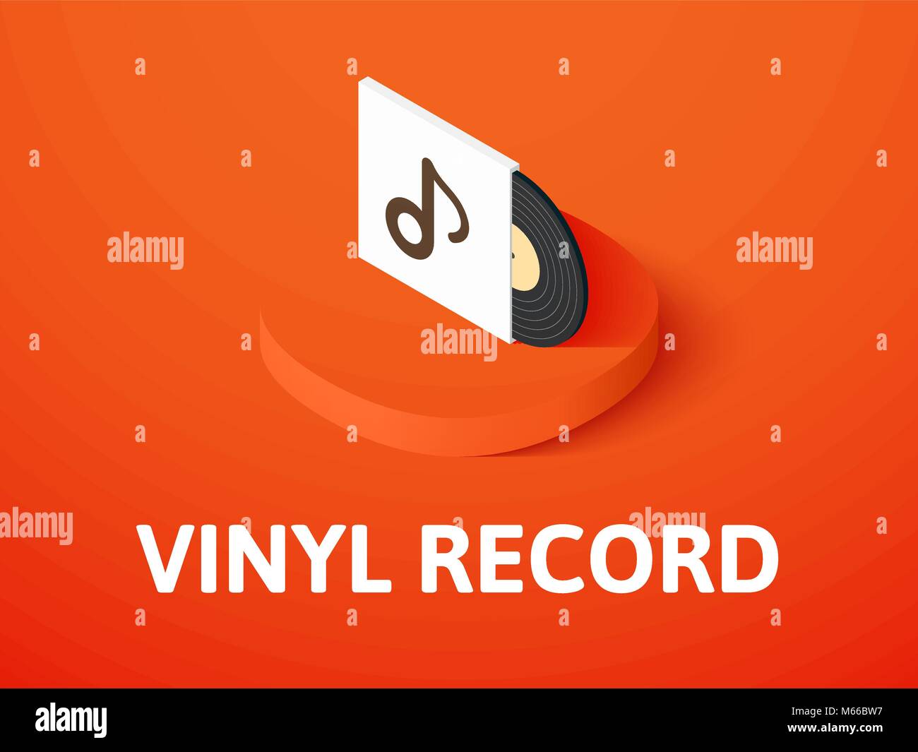 Disque vinyle icône isométrique, isolée sur un fond de couleur Illustration de Vecteur