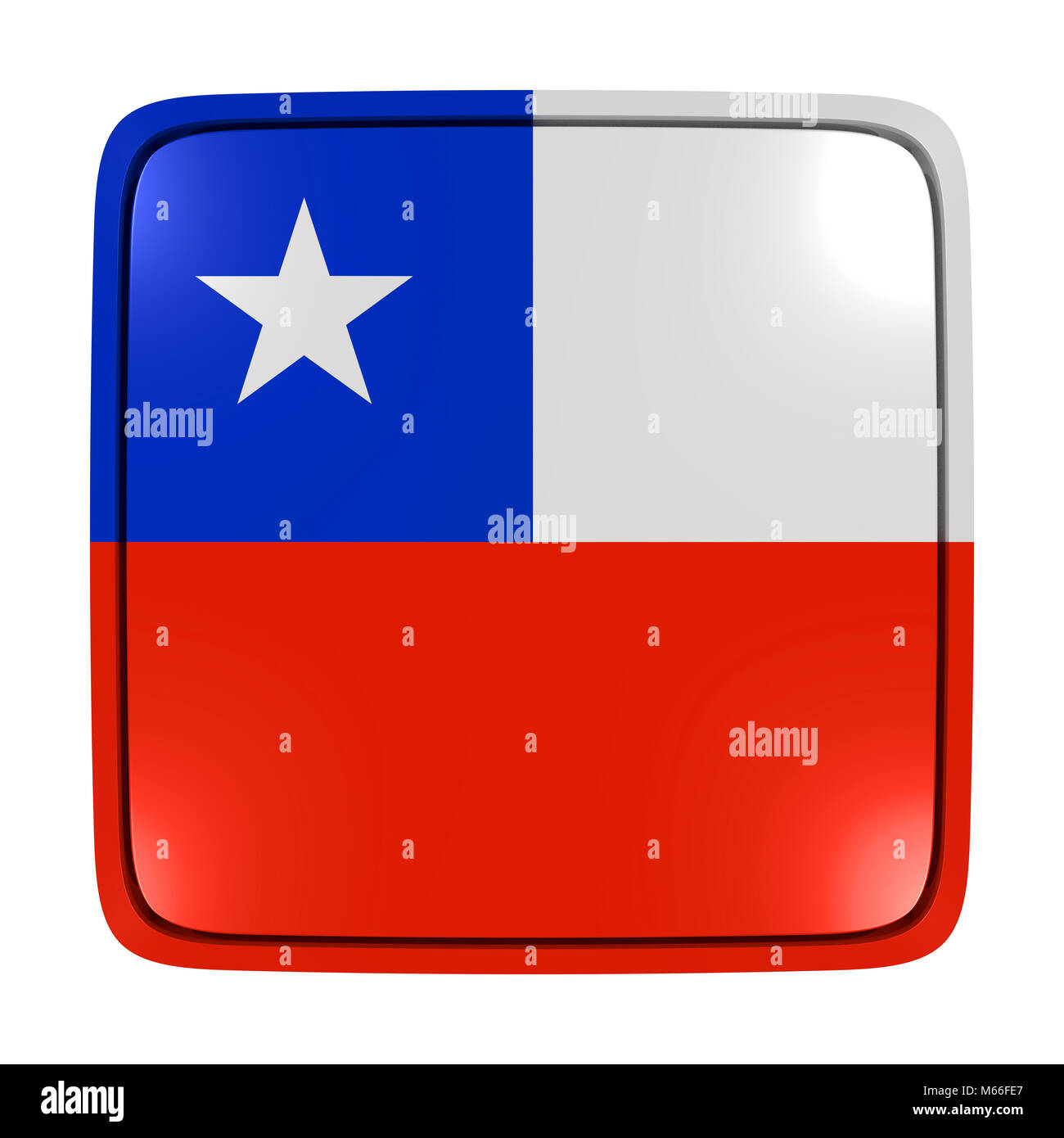 Le rendu 3D d'une icône de drapeau du Chili. Isolé sur fond blanc. Banque D'Images