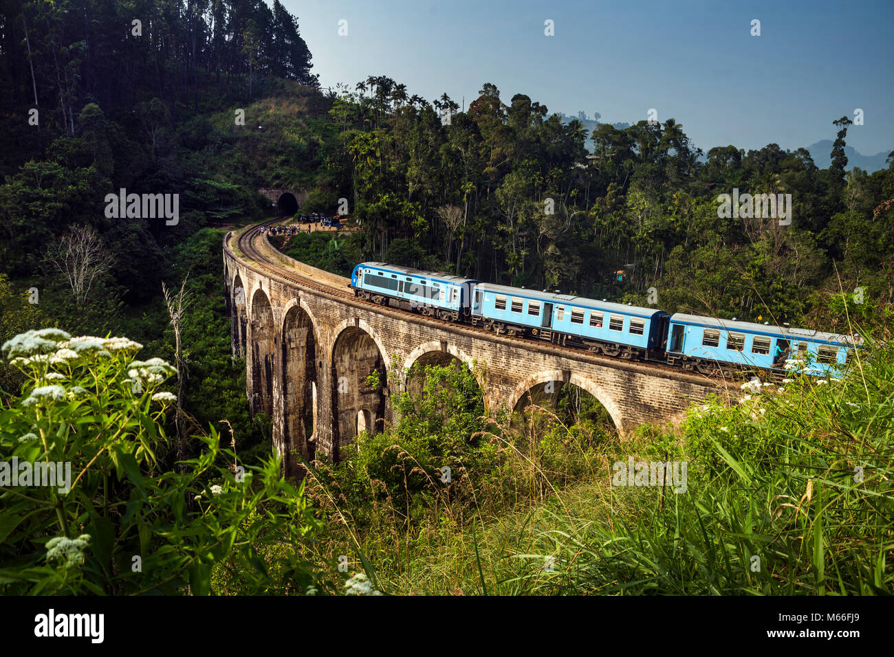 Train roulant sur neuf Arch Bridge, Ela, province d'Uva, Sri Lanka Banque D'Images