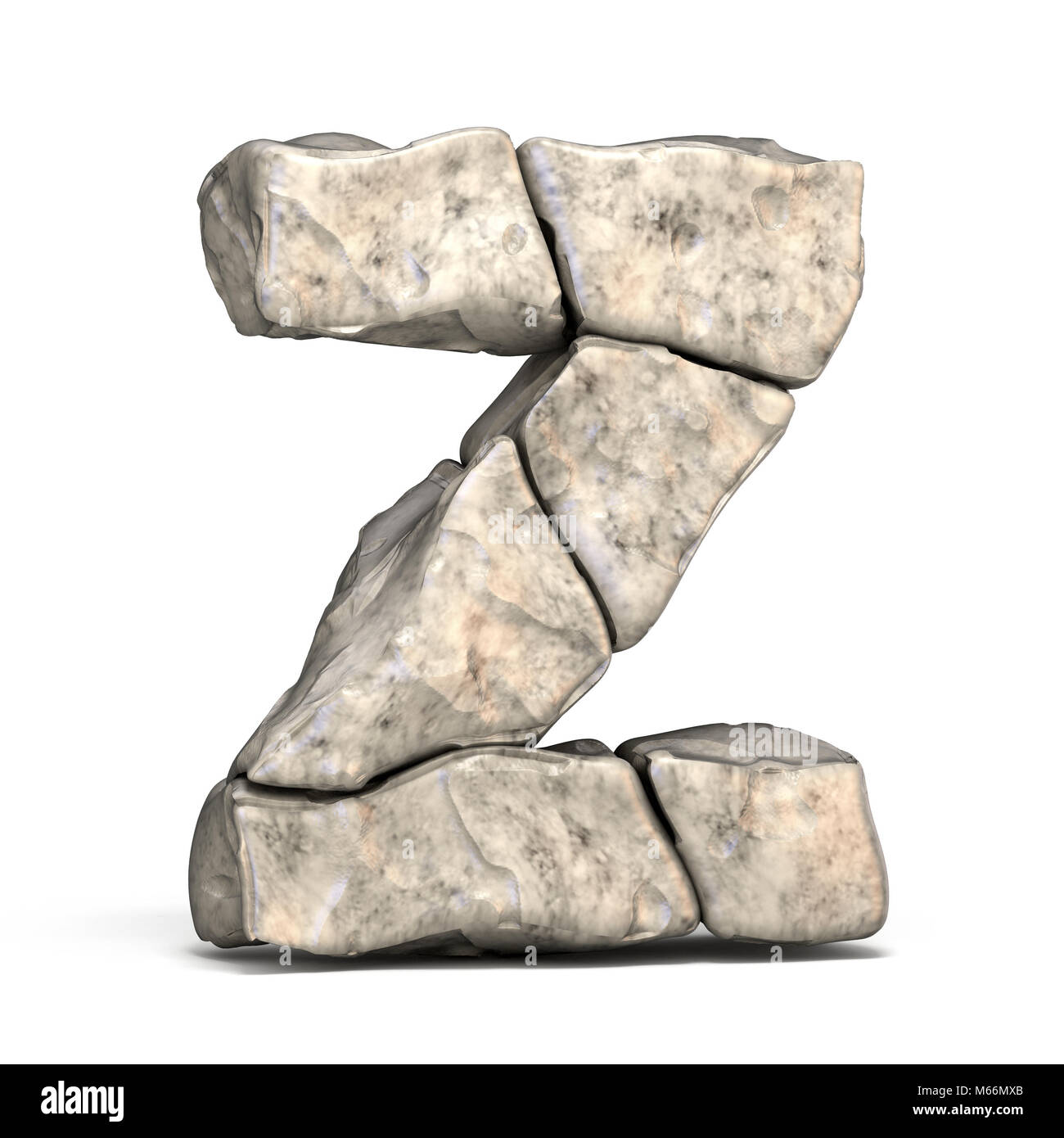 Stone font lettre Z 3D render illustration isolé sur fond blanc Banque D'Images