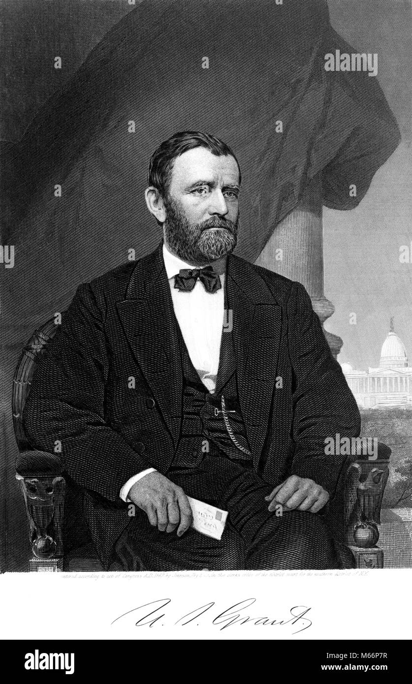 Années 1860 1869 PORTRAIT GÉNÉRAL Ulysses S. Grant QUAND IL A ÉTÉ INAUGURÉ EN TANT QUE PRÉSIDENT DU 18E UNITED STATES - q58087 CPC001 HARS S ULYSSE GRANT Banque D'Images