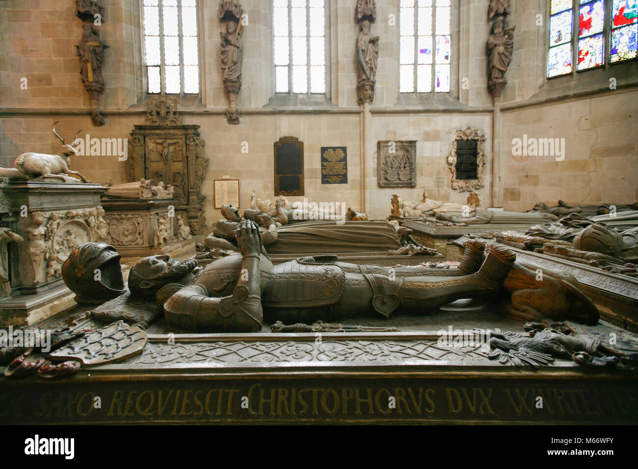 Collégiale, lieu de sépulture dans le choeur, Tübingen, Bade-Wurtemberg, Allemagne Banque D'Images