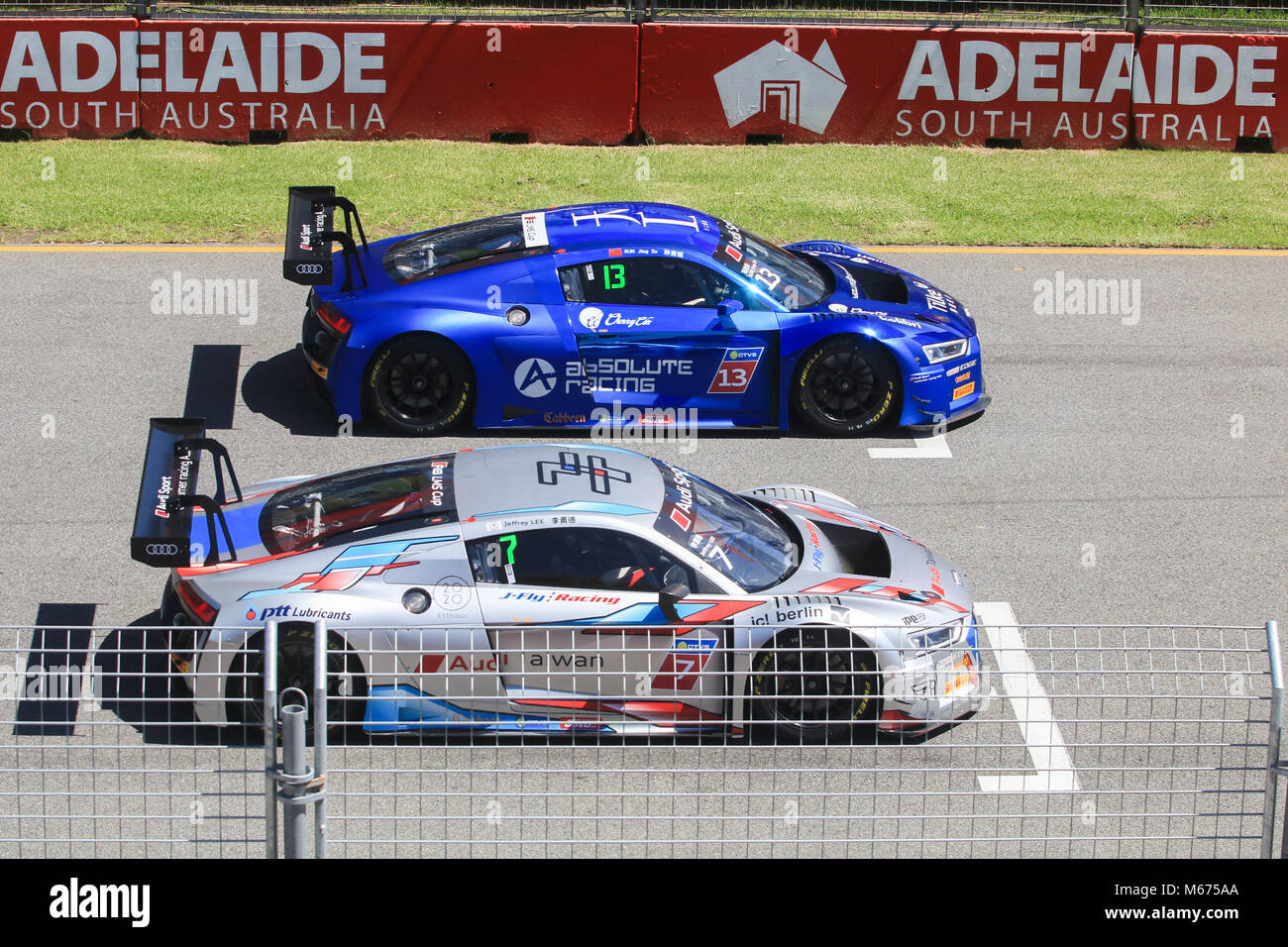 Adelaide Australie 1er mars 2018. Audi R8 LMS cup race cars pratique le jour 1 de l'Adelaide 500 courses motorsport Crédit : amer ghazzal/Alamy Live News Banque D'Images