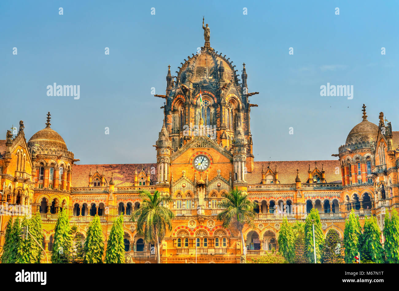 Maharaj Chhatrapati Shivaji Terminus, site du patrimoine mondial de l'UNESCO à Mumbai, Inde Banque D'Images