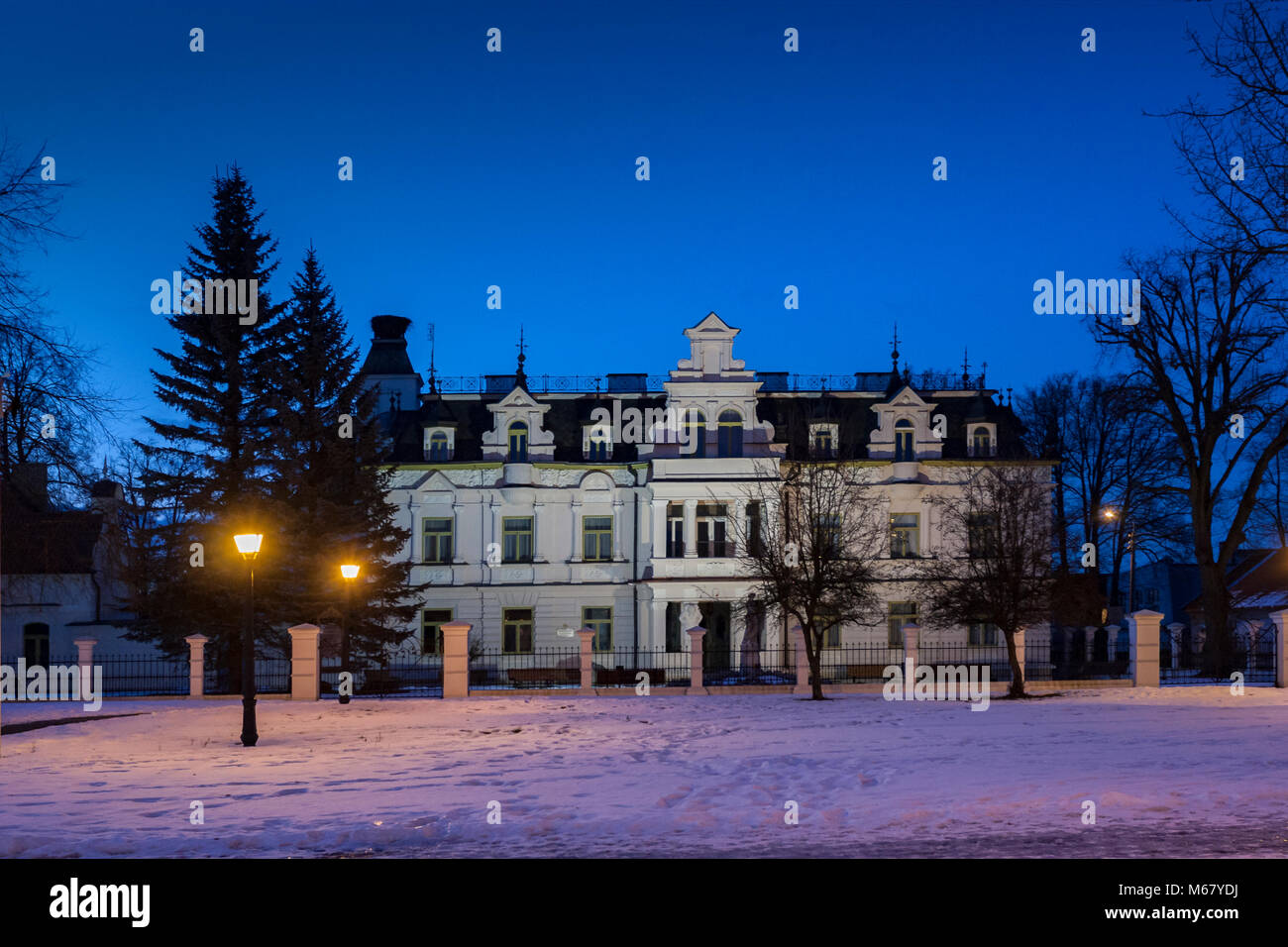 Palais de la Renaissance à l'hiver dans la nuit Banque D'Images