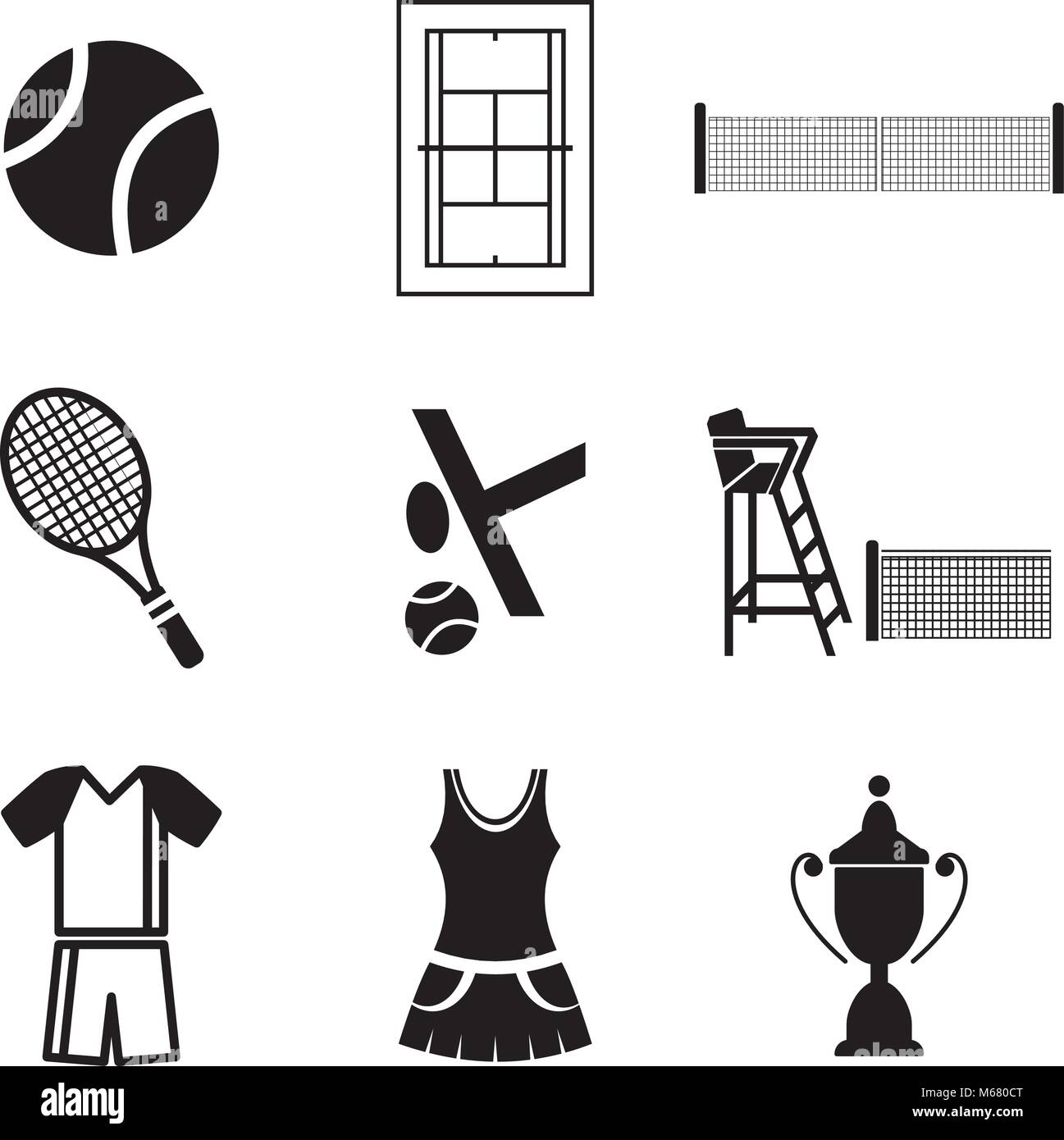 Icônes de tennis Illustration de Vecteur
