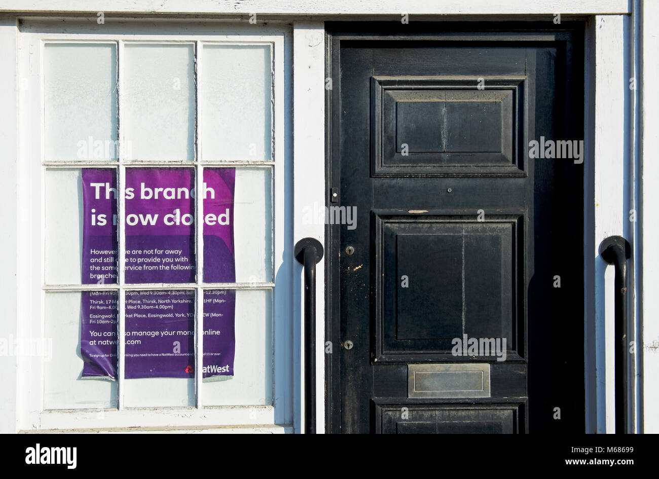 Inscrivez-vous informer les clients que la banque NatWest dans Helmsley est maintenant fermé, North Yorkshire, England UK Banque D'Images