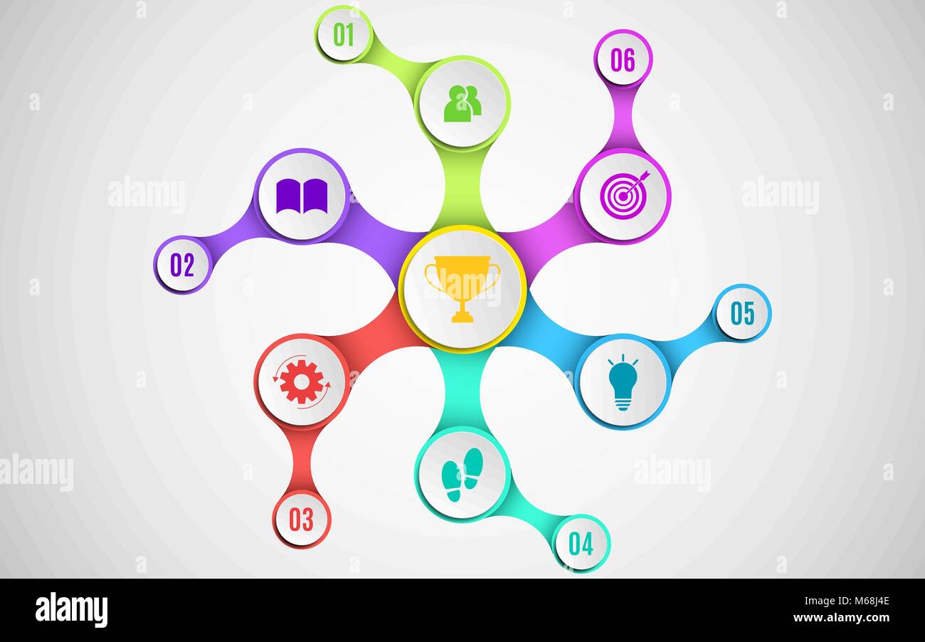 Éléments de l'infographie 3d pour vos projets d'affaires. Papier vide, en trois dimensions des cercles dans le style metaball. Chemin vers le succès. Con multicolores Illustration de Vecteur