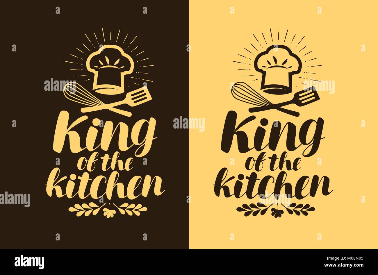 Roi de la cuisine, le lettrage. La cuisine La cuisine, concept. Typographie vector illustration Illustration de Vecteur