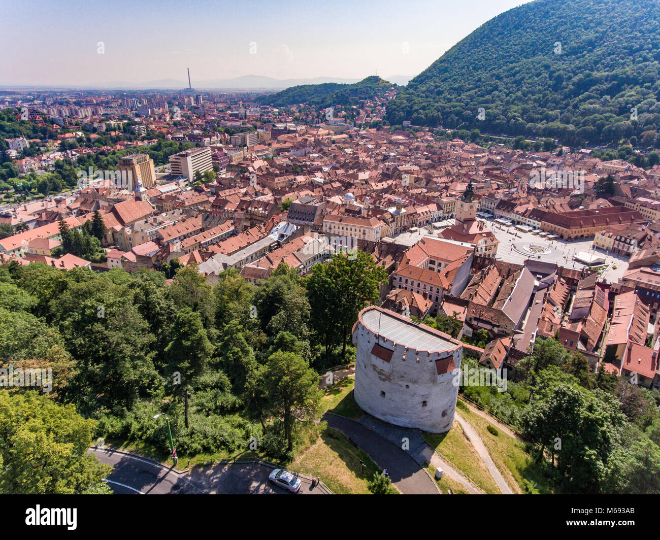 Brasov Roumanie vue aérienne Banque D'Images