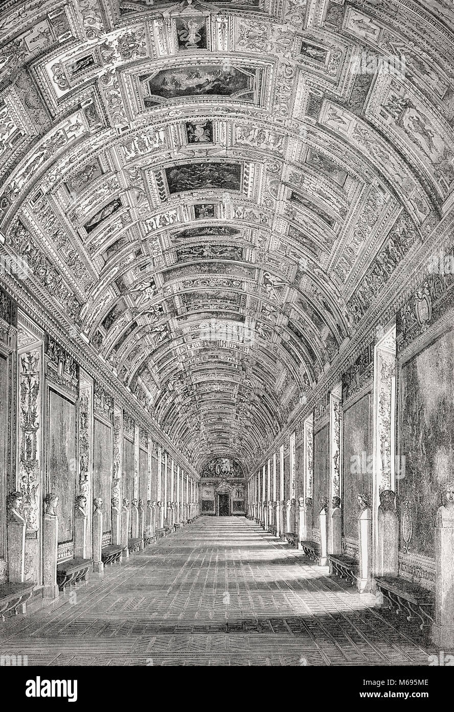 La Galerie de cartes, Musées du Vatican, Vatican, Rome, Italie, 19e siècle Banque D'Images