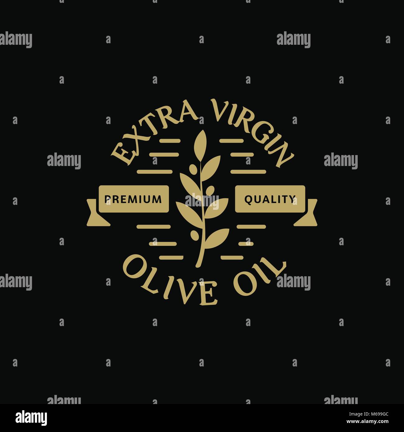 L'huile d'olive extra vierge de qualité premium. Direction générale de l'Olives vintage label. Les produits santé verte retro logo vector modèle. Eco de la nourriture. Illustration de Vecteur