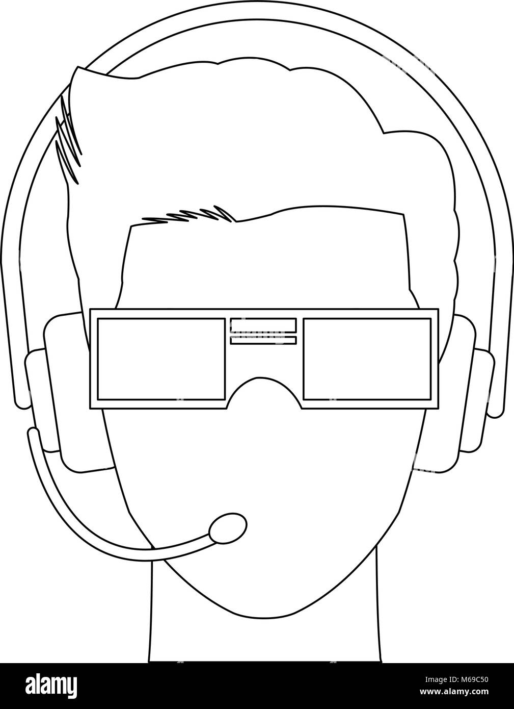 L'homme en utilisant la technologie de la Réalité Virtuelle Illustration de Vecteur