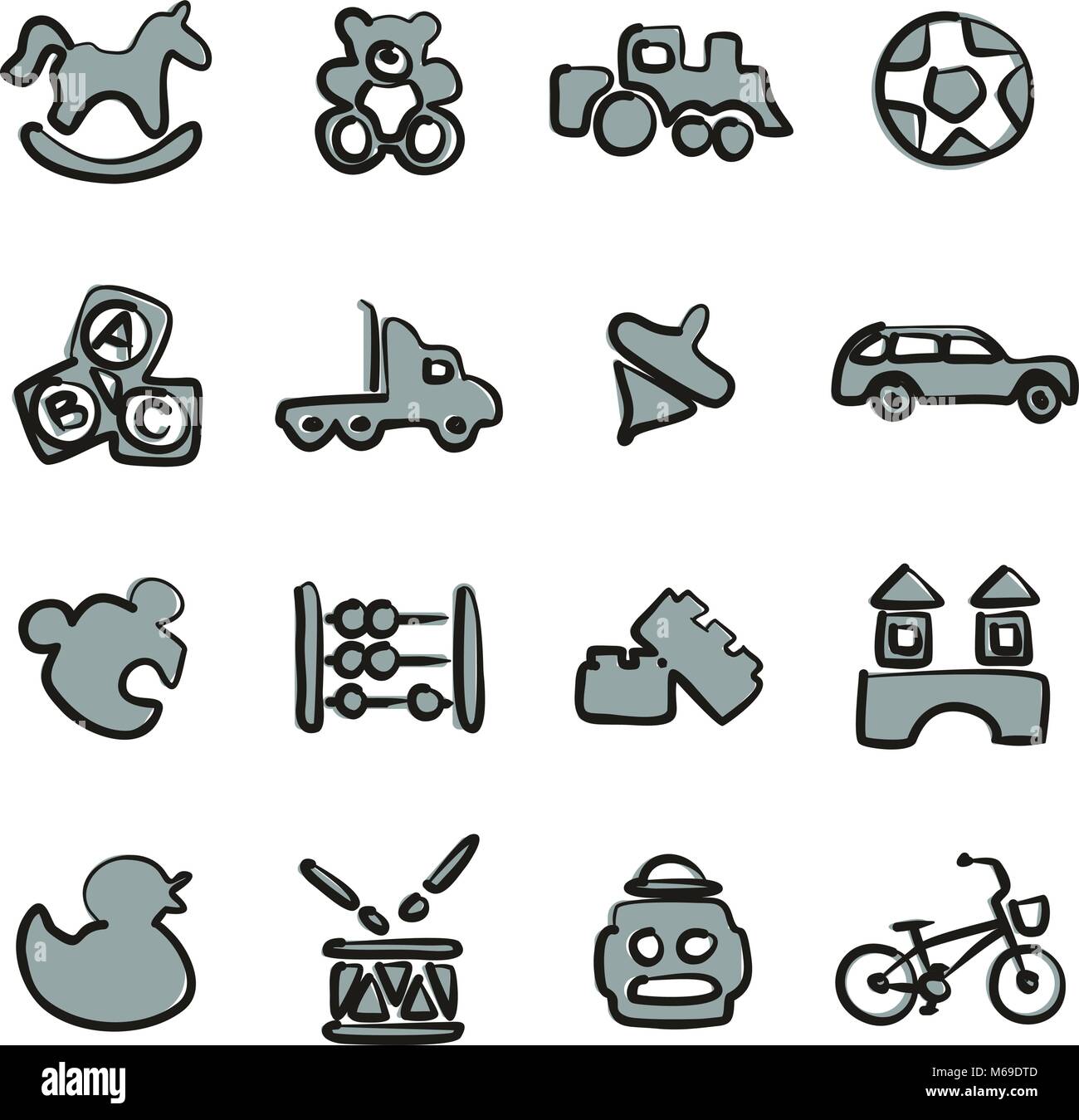 Les icônes de couleur 2 Jouets Freehand Illustration de Vecteur