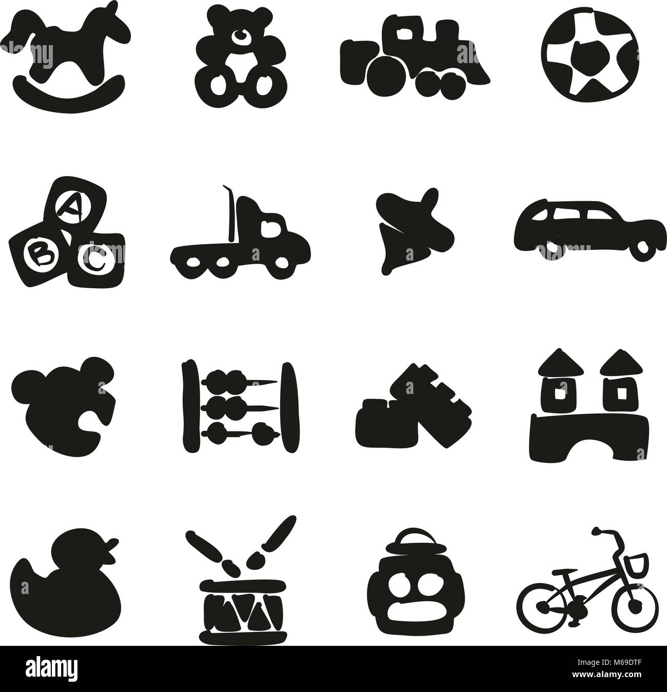 Icônes jouets Remplissage Freehand Illustration de Vecteur