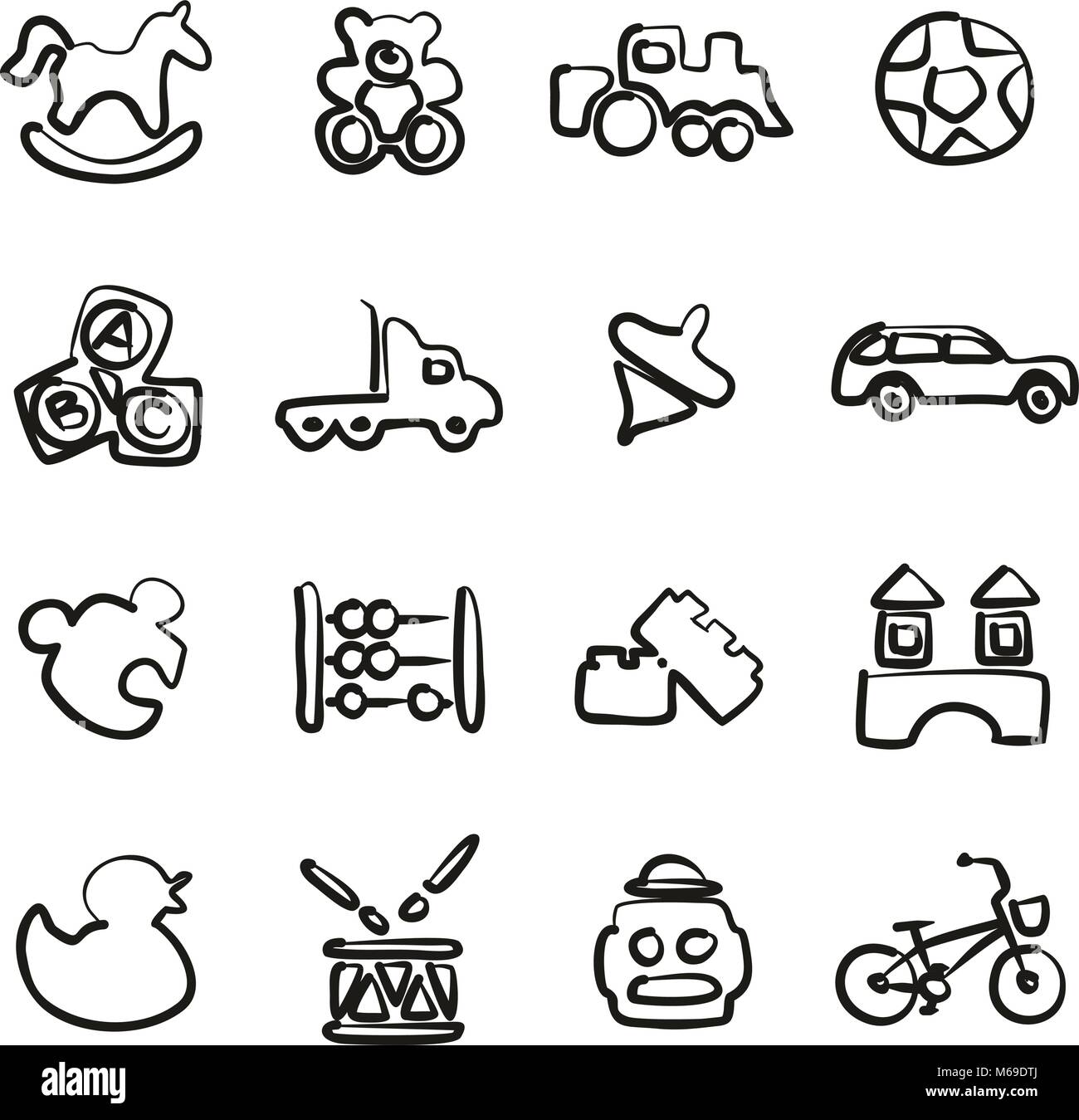Freehand Icônes Jouets Illustration de Vecteur