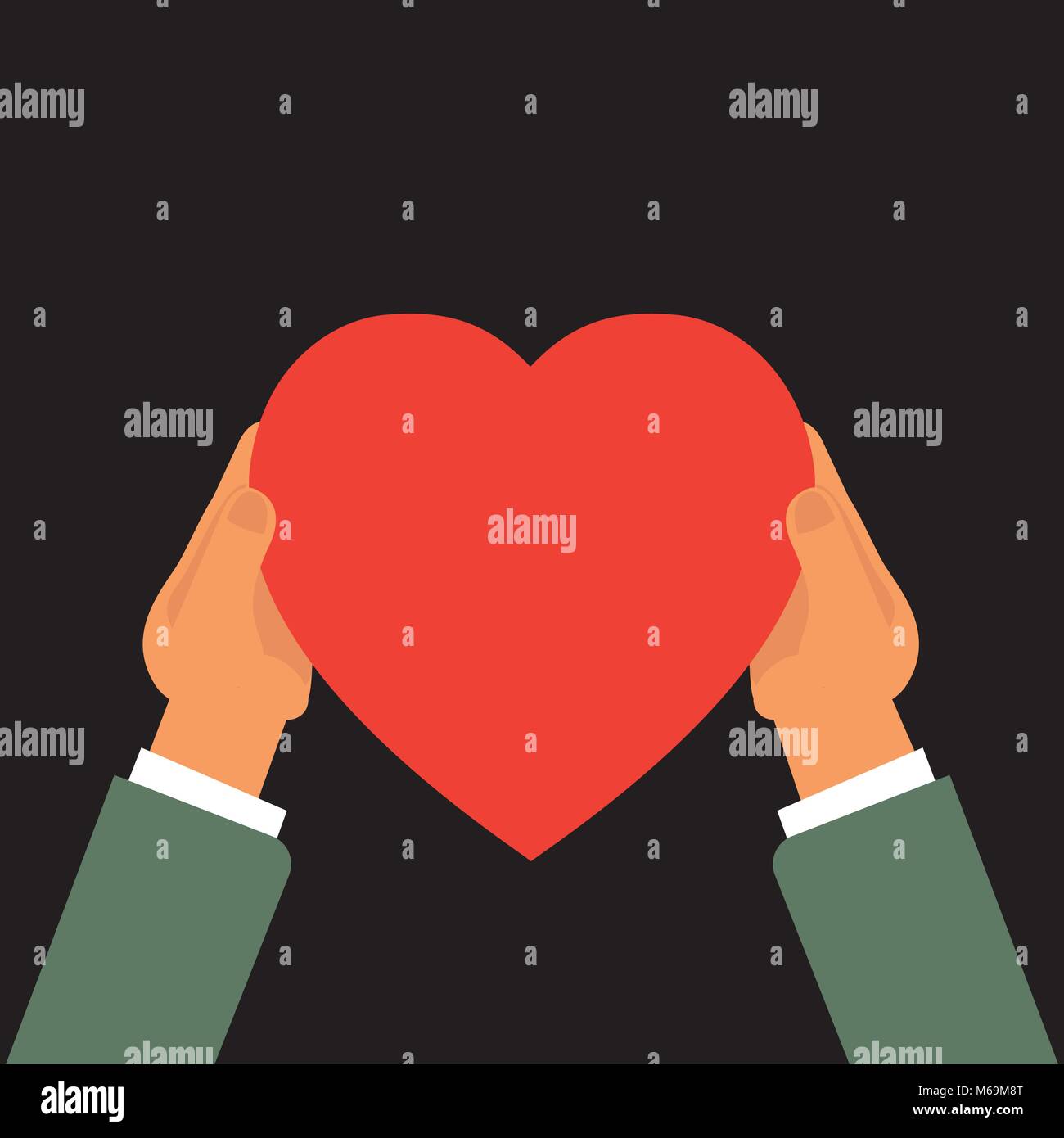 Donner de l'amour et de soins,hands holding heart Illustration de Vecteur