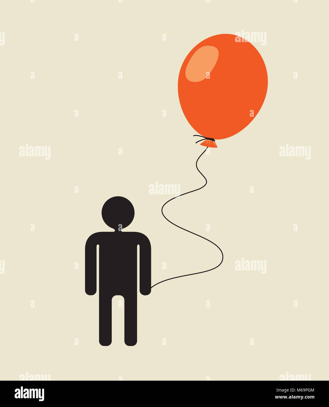 Personne seule holding balloon Illustration de Vecteur