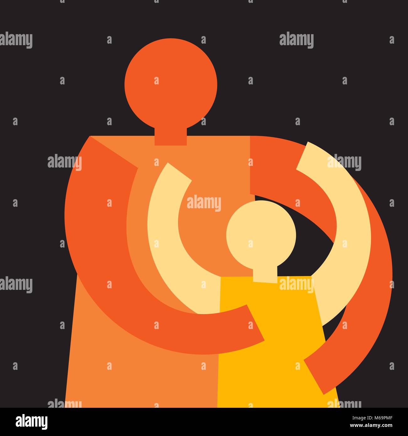 Maman hugging daughter Illustration de Vecteur