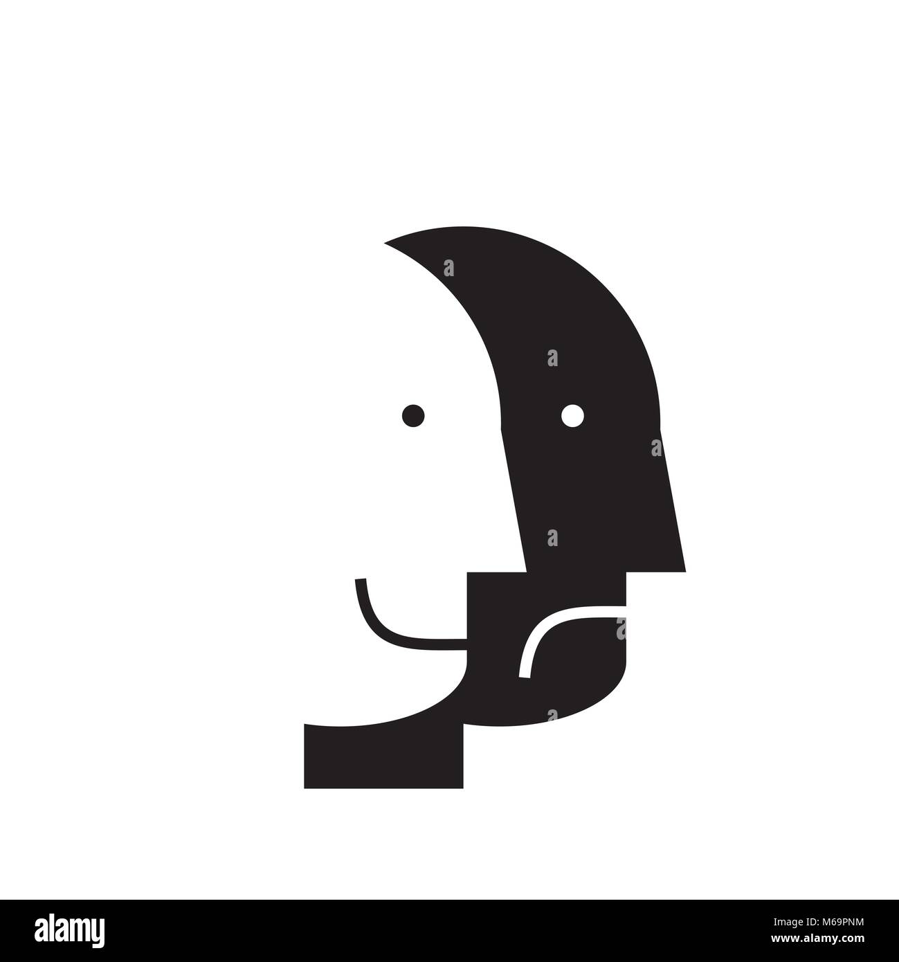 Deux visages : entre triste et heureux Illustration de Vecteur