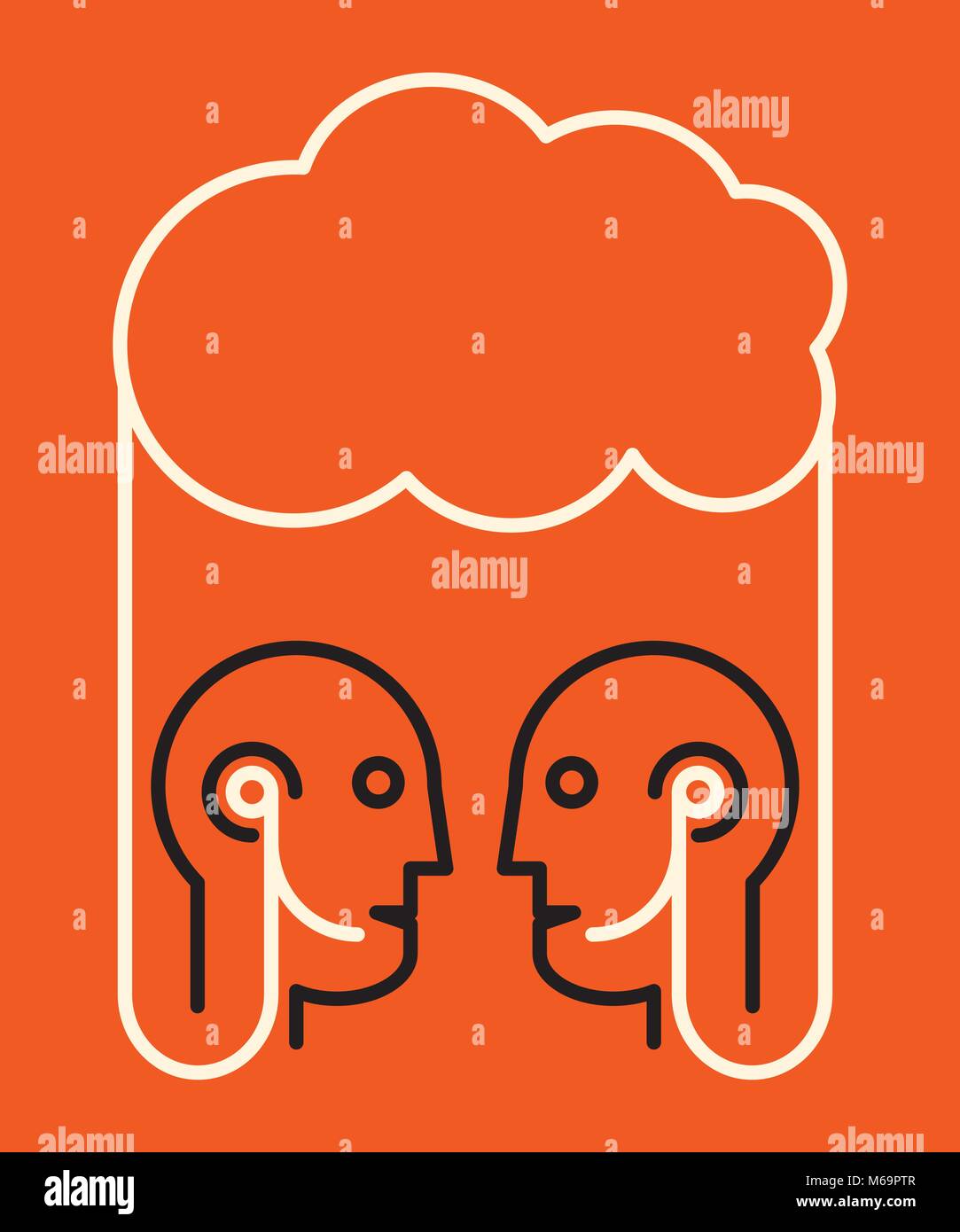 Deux personnes parlant où pratiquement connecté via le service cloud Illustration de Vecteur