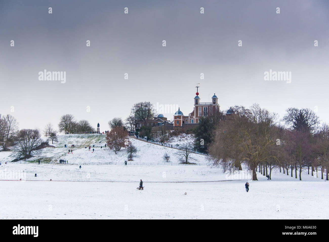 Observatoire Royal de Greenwich sur un jour de neige Banque D'Images