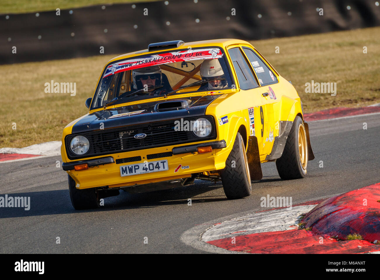 Tom Blackwood et Gordon qui gagne dans les Ford Escort Mk2 au cours de l'étape de 2018 Actus Snetterton Rally, Norfolk, Royaume-Uni. Banque D'Images