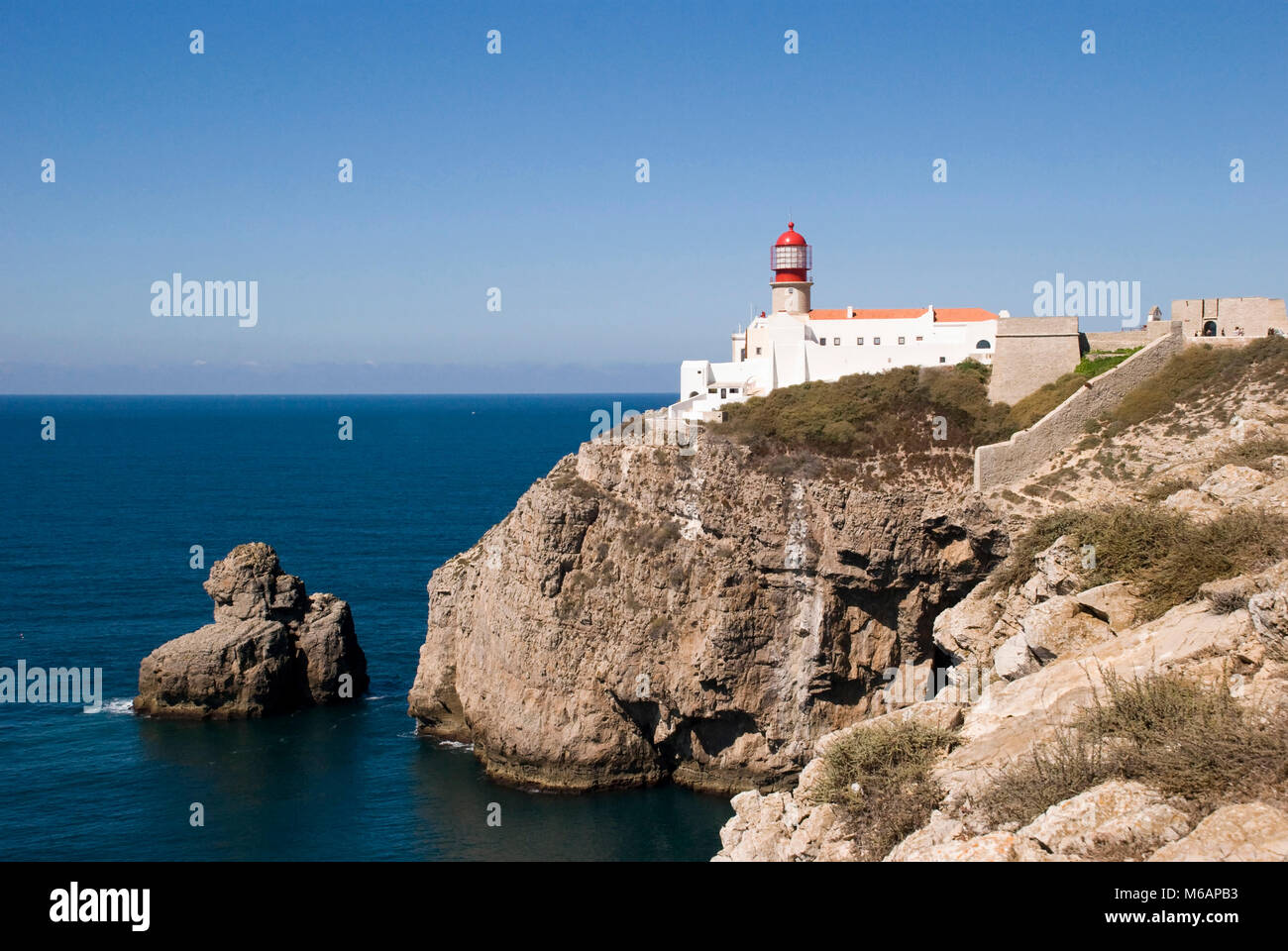 Phare de Ponta de Sao Vicente, point sud-ouest de l'Europe, Portugal Banque D'Images