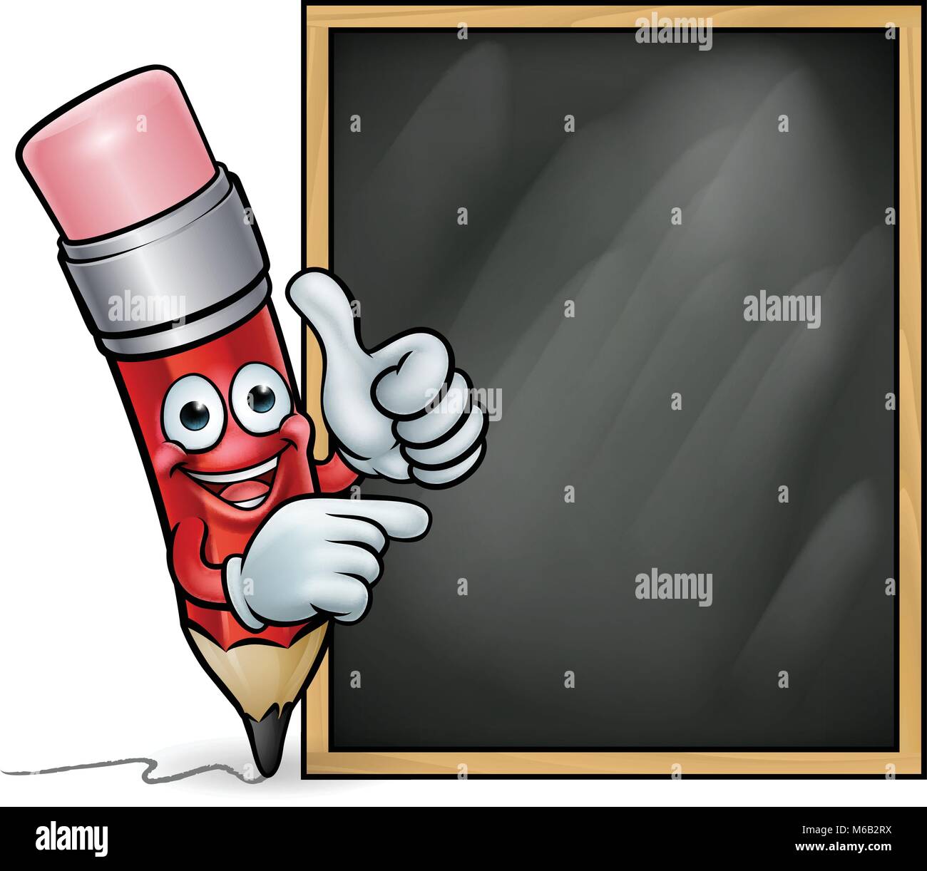 Crayon dessin animé Giving Thumbs Up et Blackboard Illustration de Vecteur
