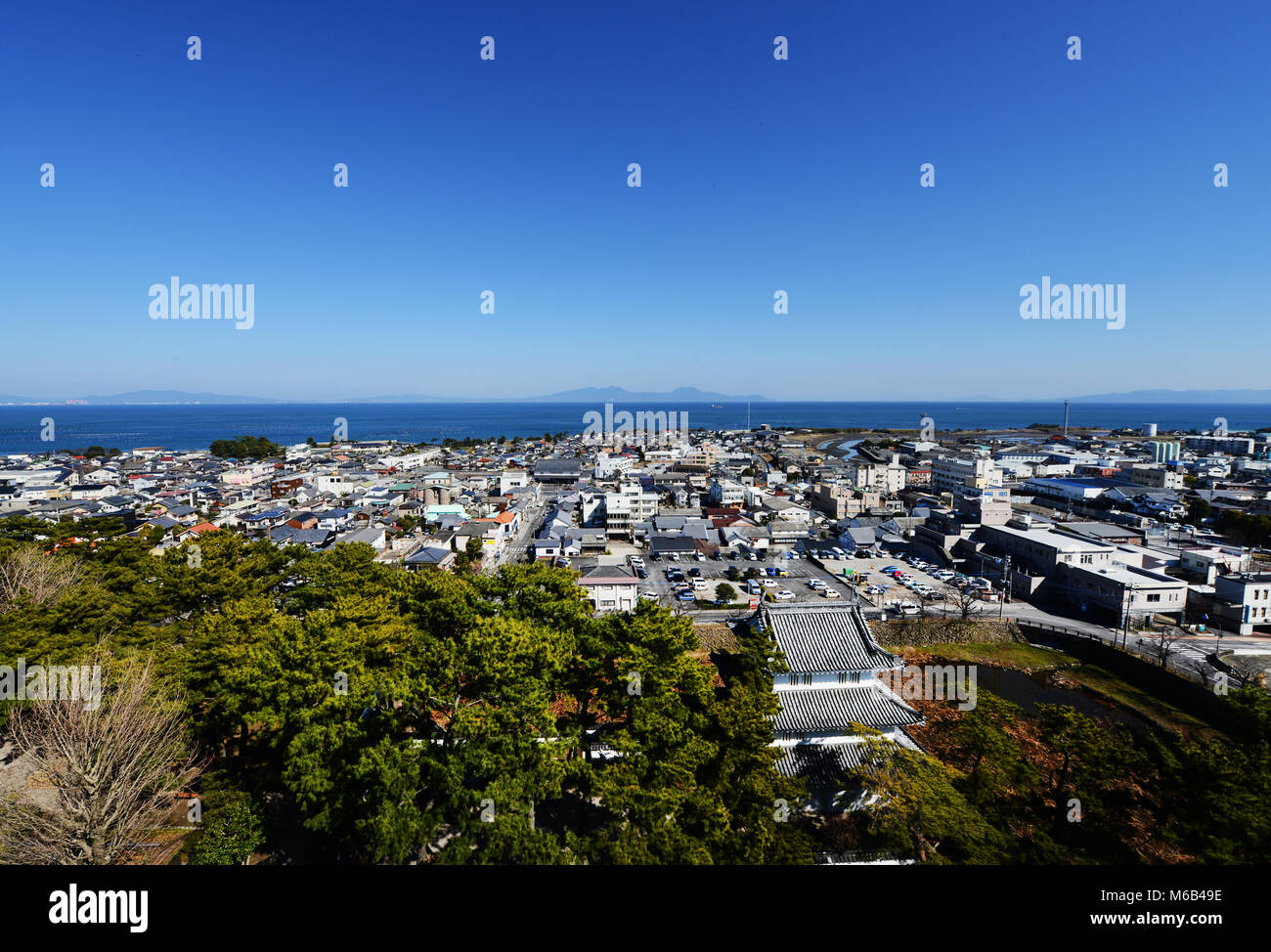 Vue depuis le château de Shimabara à Kyushu, au Japon. Banque D'Images