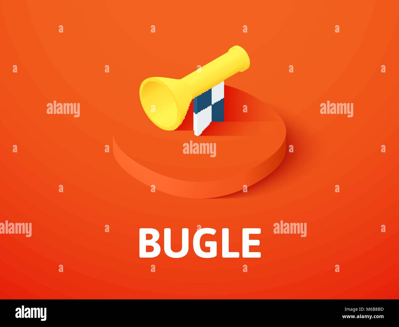 Bugle icône isométrique, isolée sur un fond de couleur Illustration de Vecteur